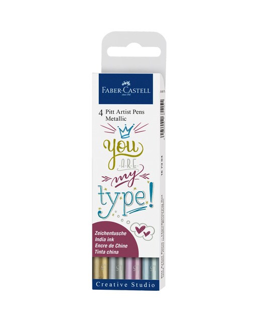 Estojo de 4 Marcadores Pitt Pen Faber Castell Metálicos Multicolor Multicolor-1