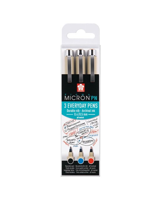 Conjunto de 3 Canetas de Feltro Ponta de Plástico Pigma Micron - Multicolor Multicolor-1