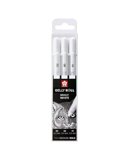 Imagem 0 de Conjunto de 3 Canetas de Feltro de Gel de Vários Tamanhos Gelly Roll - Branco