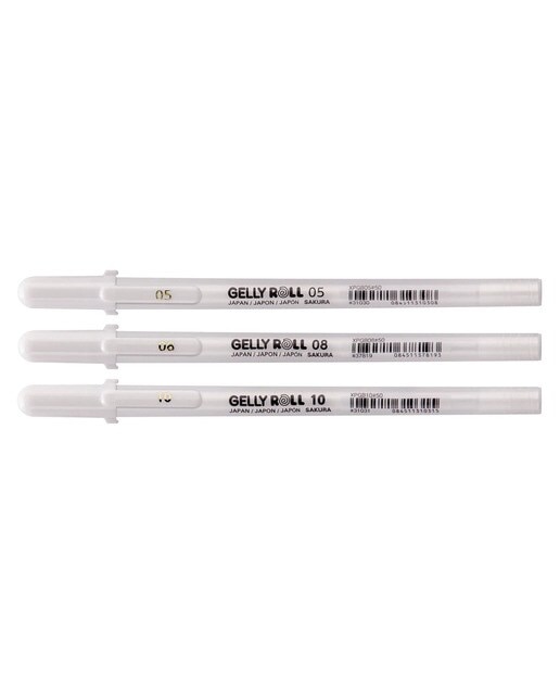 Conjunto de 3 Canetas de Feltro de Gel de Vários Tamanhos Gelly Roll - Branco Branco-2