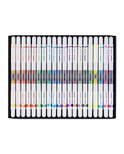 Pack de 20 Canetas de Feltro de Ponta Dupla Branco / Multicolor-2