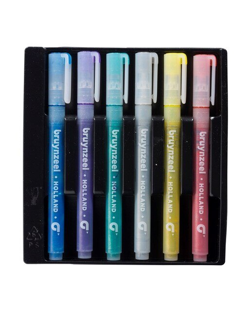 Pack de 6 Canetas de Feltro de Purpurina Branco / Multicolor-2