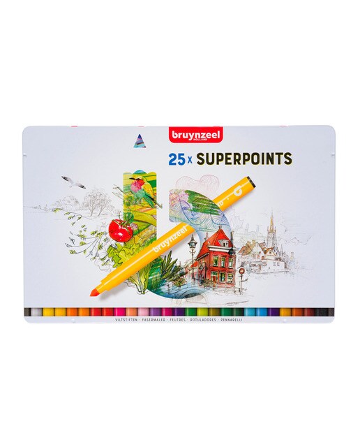 Imagem 0 de Caixa Metálica de 25 Canetas de Feltro de Ponta Grossa - Multicolor