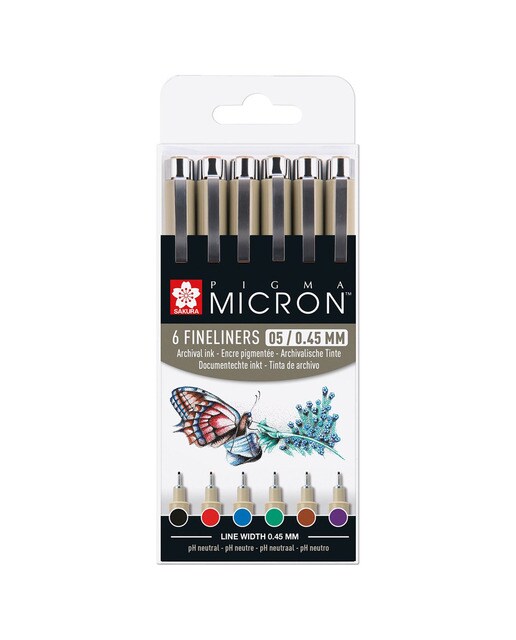 Conjunto de 6 Canetas de Feltro de Ponta Fina Grossura 05 - Multicolor Multicolor-1