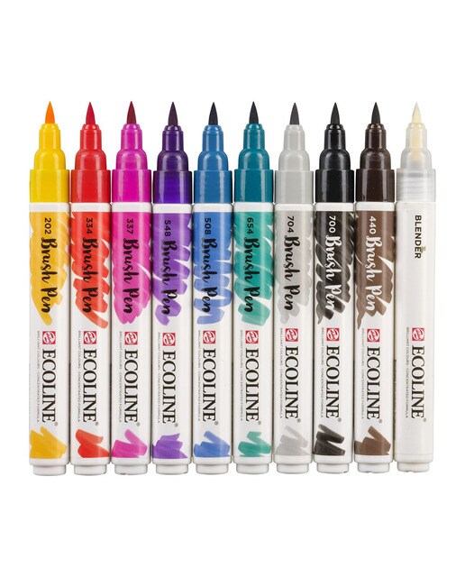 Conjunto de 10 Marcadores Aguarela Liquida Multicolor 2