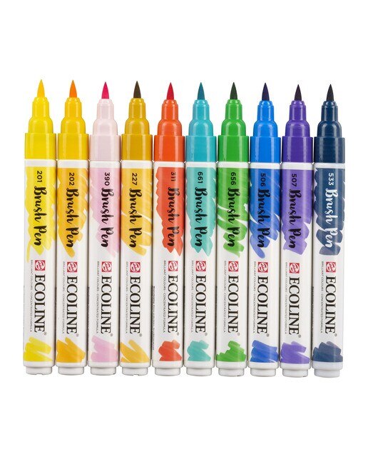 Conjunto de 10 Marcadores Aguarela Liquida Multicolor 2