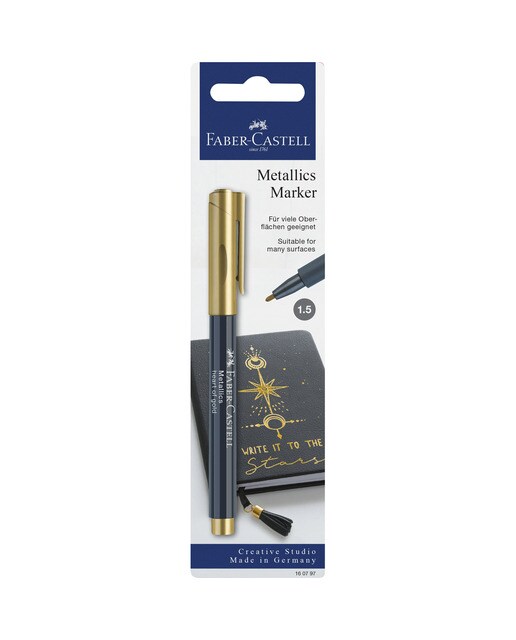 Blister com 1 unidade de caneta Faber-Castell Gold Metallic Marker Pen 1