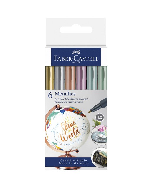 Caixa de cartão com 6 cores metálicas sortidas Faber-Castell Multicolor-1