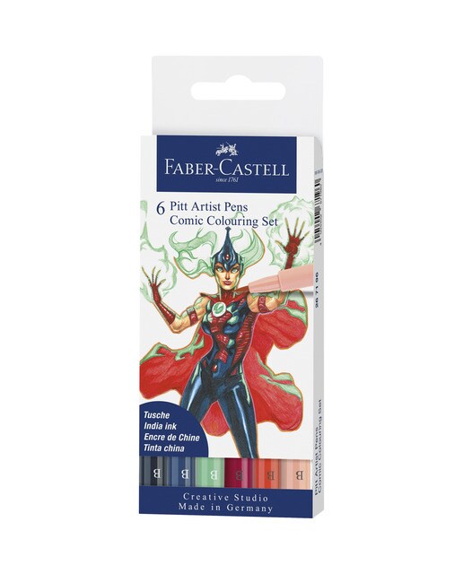 Imagem 0 de Marcadores Faber-Castell Pitt Artist Pens Comic Colouring Set 6 Unidades