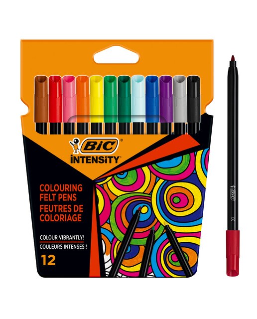 Imagen 0 de Pack de 12 rotuladores de colores para colorear, colores surtidos, BIC intensity
