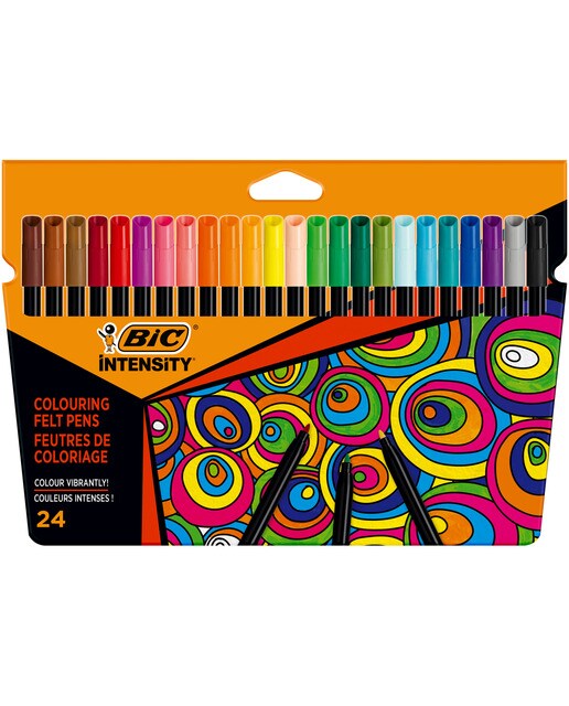 Imagen 0 de Pack de 24 rotuladores de colores de punta fina (0.9mm) BIC intensity - 24 marcadores