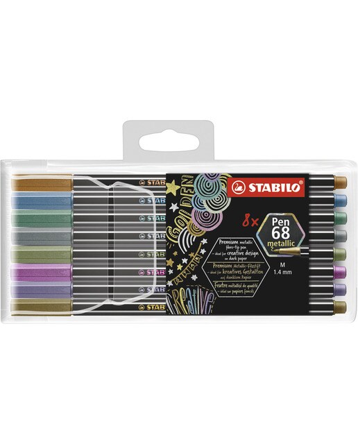 Estojo de 8 Canetas de Feltro Premium Metálico Pen 68 Metallic - Multicolor Multicolor-1