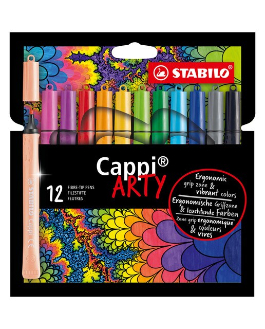 Imagem 0 de Estojo ARTY de 12 Canetas de Feltro com Argola na Tampa Cappi - Multicolor