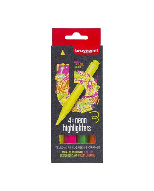 Conjunto de 4 Marcadores de Cores Néon Bruynzeel 1