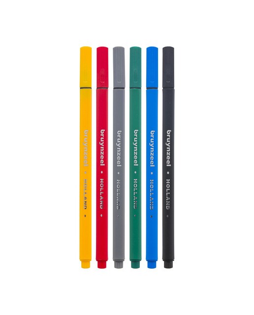 Conjunto de 6 Canetas de Feltro de Ponta Fina Cores Básicas - Multicolor Multicolor-2