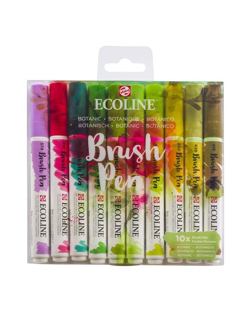 Estojo de 10 marcadores Ecoline de ponta de pincel botânica multicolor 1