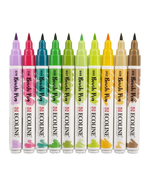 Estojo de 10 marcadores Ecoline de ponta de pincel botânica multicolor 2