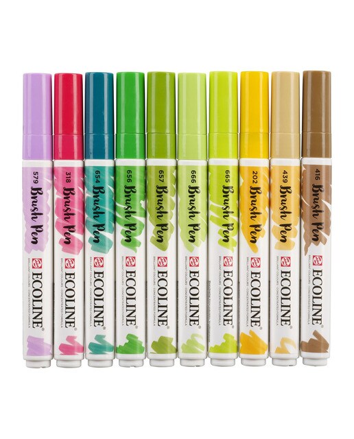 Estojo de 10 marcadores Ecoline de ponta de pincel botânica multicolor 3