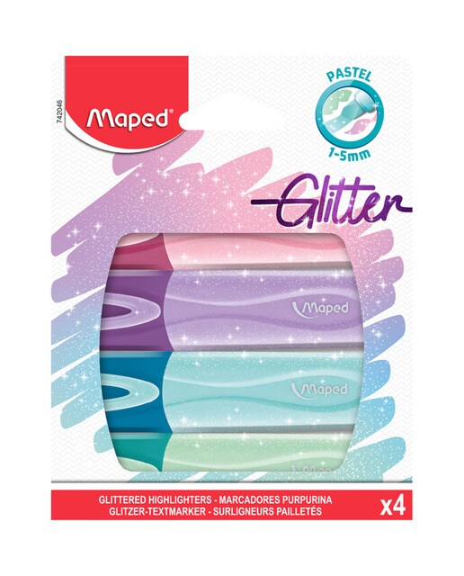 4 Marcadores pastel com glitter Fluo Pep's em estojo Multicolor-1