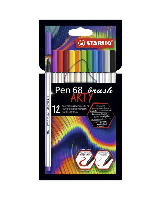 Imagen 0 de Pack ARTY de 12 Rotuladores Premium Punta de Pincel Pen 68 brush STABILO Multicolor