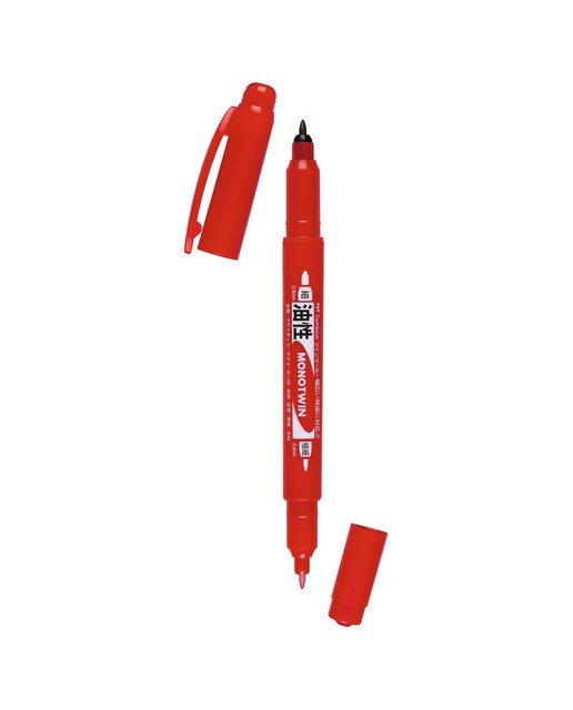 Marcador permanente de ponta dupla MONO Twin vermelho Vermelho-2