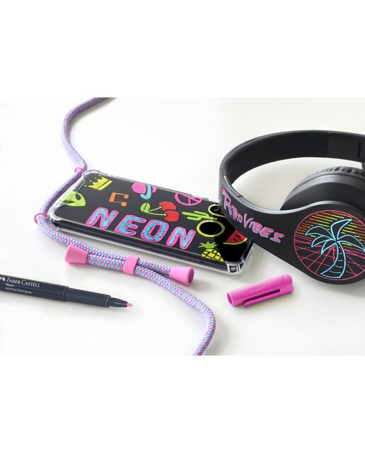 Caixa de cartão com 6 canetas marcadoras coloridas Faber-Castell Neon 3