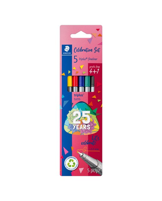 Pack 5 Canetas de Feltro de Ponta Fina Triplus 25 Aniversário - Multicolor Multicolor-1