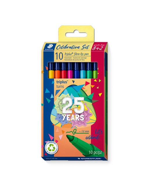 Pack 10 Marcadores Ponta de Fibra Triplus 25 Aniversário - Multicolor Multicolor-1