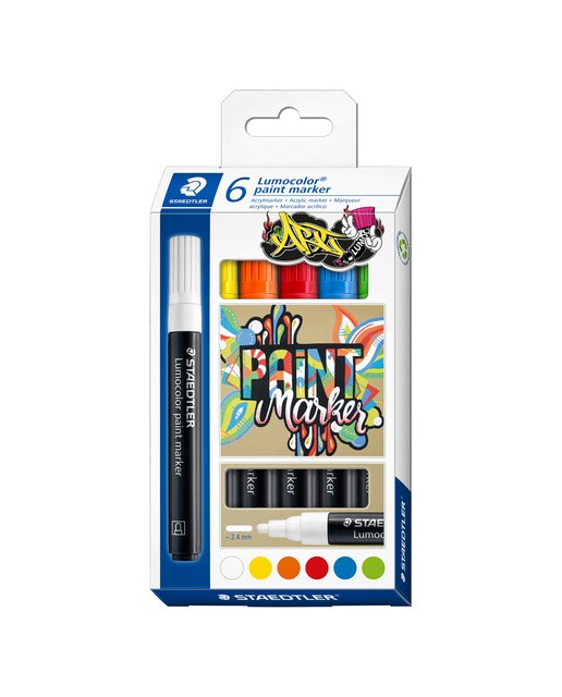Pack de 6 Marcadores Acrílicos Lumocolor STAEDTLER 349 - Multicolor Multicolor-1