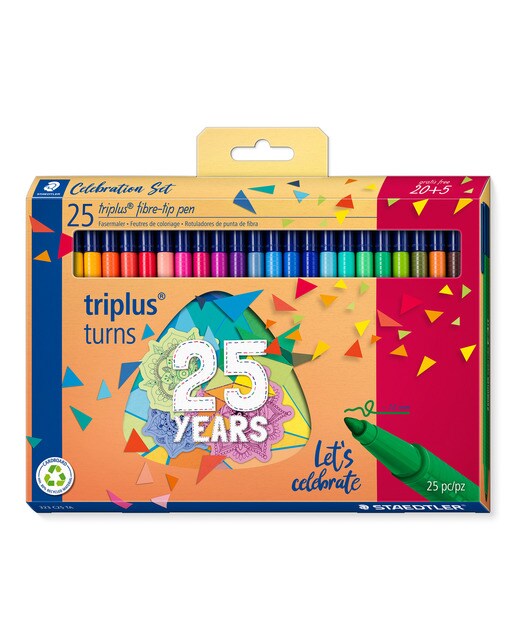 Pack 25 Marcadores Ponta de Fibra Triplus 25 Aniversário - Multicolor Multicolor-1