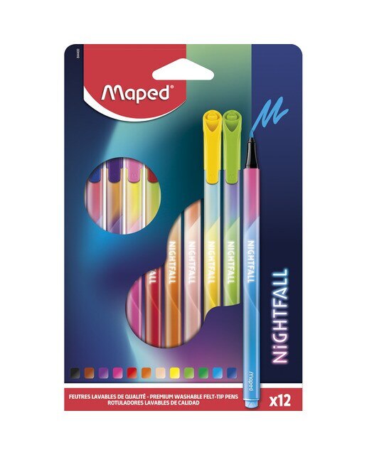 Pack 12 Canetas de Feltro de Cores Nightfall - Multicolor Multicolor-4