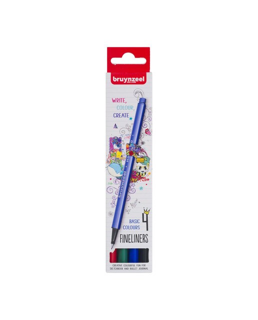 Estojo de 4 Canetas de Feltro de Ponta Fina em Cores Básicas - Multicolor Multicolor-1