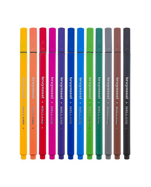 Estojo de 12 Canetas de Feltro de Ponta Fina de Várias Cores - Multicolor Multicolor-2