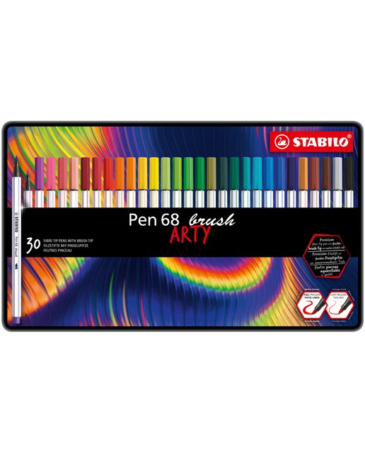 Imagem 0 de Estojo ARTY de 30 Canetas de Feltro Premium Ponta de Pincel 68 Brush - Multicolor