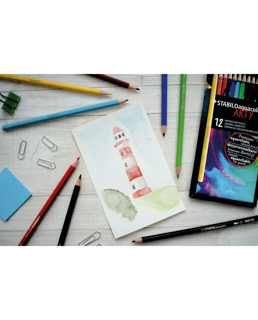 Estojo ARTY "Creative Set" com 12 Canetas de Feltro de Ponta Fina Point 88 + 8 Canetas de Feltro Premium Pen 68 + 12 Lápis de Cor Aguarelável Aquacolo Multicolor-4