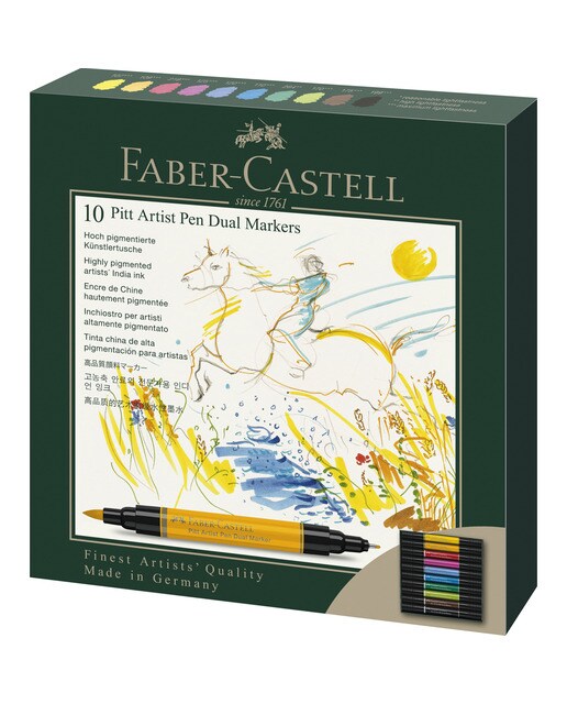 Estojo de Cartão com 10 Marcadores Pitt Artist Pen Dual Marker com Dupla Ponta Multicolor-1