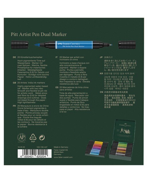 Estojo de Cartão com 20 Canetas de Feltro Pitt Artist Pen Dual Marker com Dupla Ponta Multicolor-2