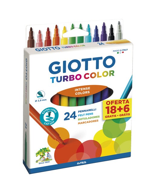 Estojo Canetas de Feltro 24 Unidades Promo 18+6 Grátis Turbo Color Multicolor-1