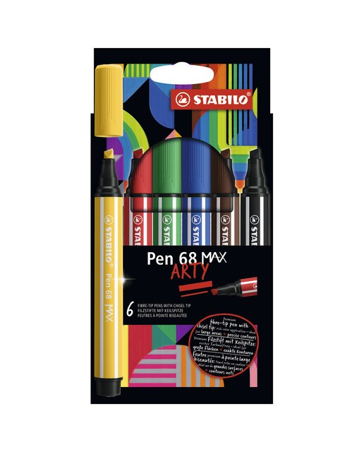 Estojo com 6 Marcadores Premium com Ponta de Fibra Biselada Pen 68 MAX - Multicolor Multicolor-1