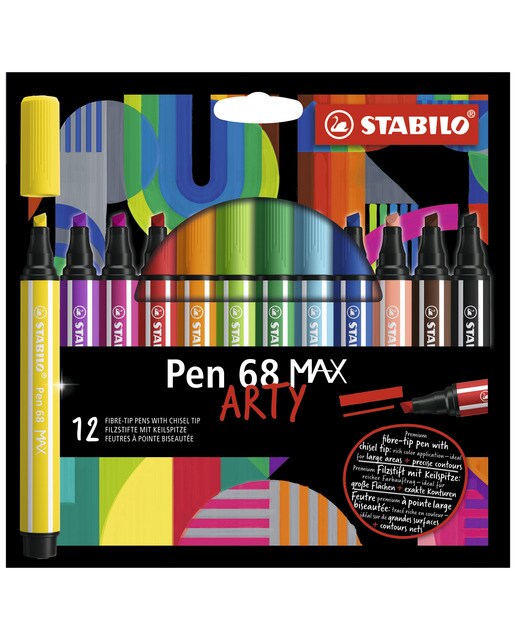 Estojo com 12 Marcadores Premium com Ponta de Fibra Biselada Pen 68 MAX - Multicolor Multicolor-1
