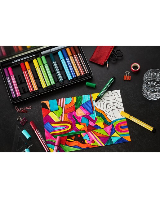 Estojo com 12 Marcadores Premium com Ponta de Fibra Biselada Pen 68 MAX - Multicolor Multicolor-5