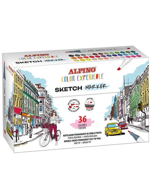 Pack 36 rotuladores sketch markers color experience Alpino Multicolor-1