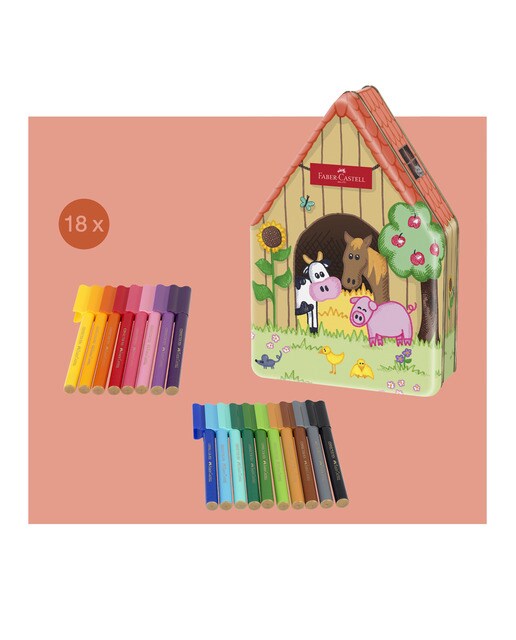 Estojo de Metal "Granja" com 18 Marcadores Multicolor-3