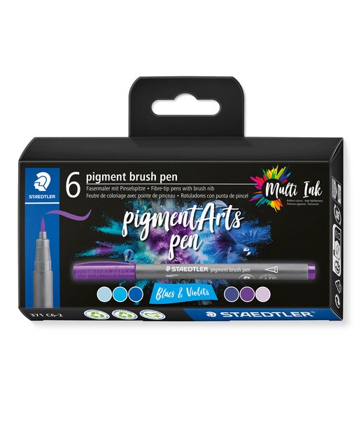 Imagen 0 de 6 Rotuladores punta de fibra con punta pincel de firmeza media Staedtler colores azules y violetas