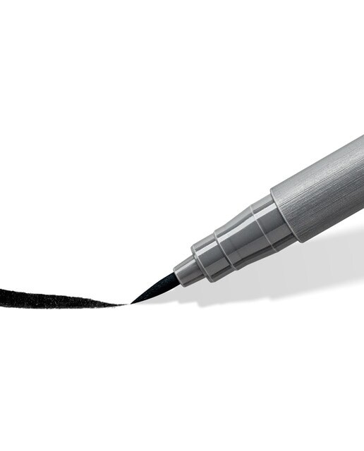 6 Rotuladores punta de fibra con punta pincel de firmeza suave Staedtler colores grises y negros Multicolor-3