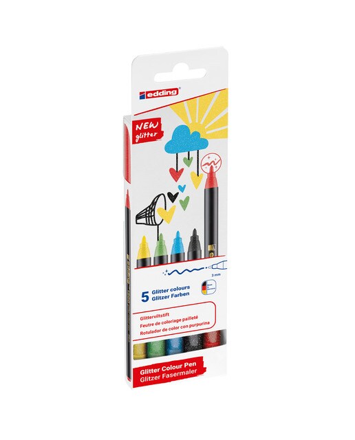 Pack con 5 rotuladores 1200 glitter Edding colores surtidos Multicolor-2