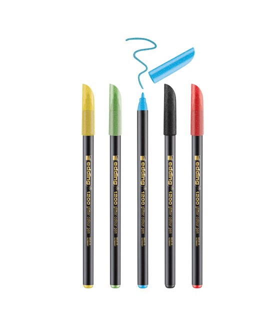 Pack con 5 rotuladores 1200 glitter Edding colores surtidos Multicolor-3