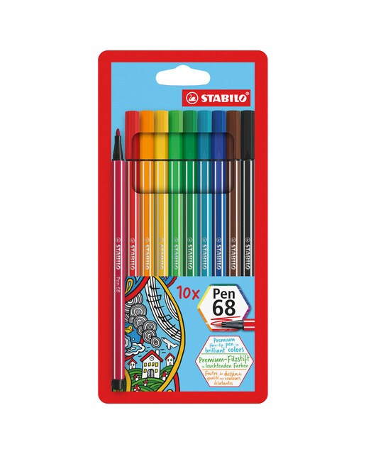 Estojo com 10 Marcadores Premium Pen 68 - Multicolor Multicolor-1