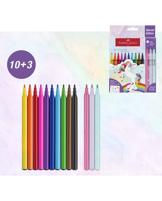 Pack 10 + 3 rotuladores escolares unicornio Faber-Castell Multicolor-3