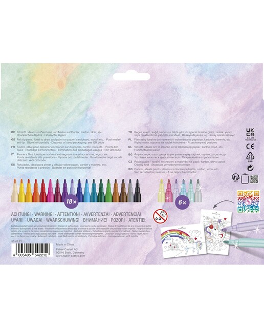 Pack 18 + 6 rotuladores escolares unicornio Faber-Castell Multicolor-2